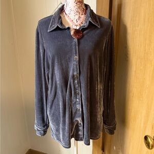 Croft & Barrow Velvet Button-Down Shirt in Charcoal